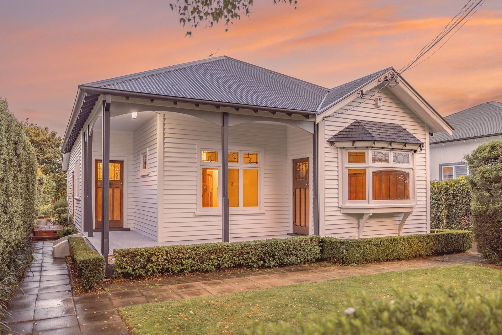 Woodville Street - character villa exterior at twilight